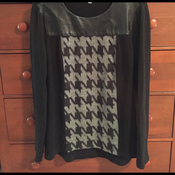 Donna Degnan leather and knit sweater - Picture 1 of 4