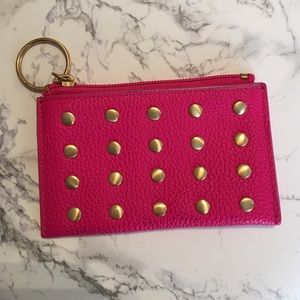 J. Crew pink leather keychain pouch