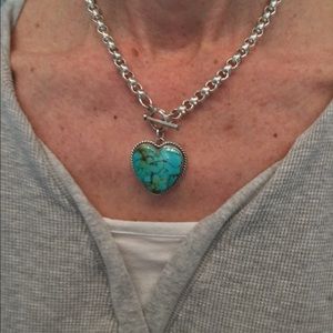 Turquoise and Sterling Silver Heart Necklace