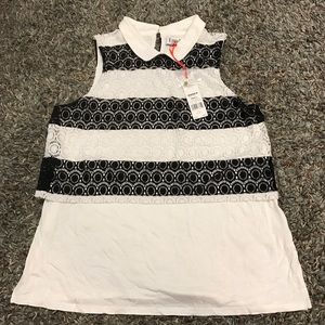 Black and white tank blouse
