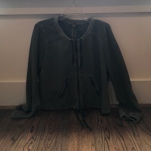 Free People olive green waffle jacket