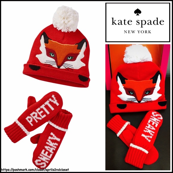 KATE SPADE 2 ITEM  BEANIE & MITTENS SET - Picture 5 of 6