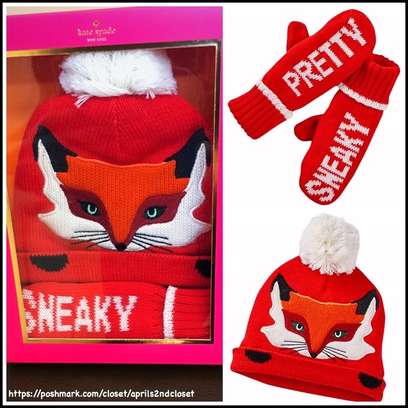 KATE SPADE 2 ITEM  BEANIE & MITTENS SET - Picture 6 of 6