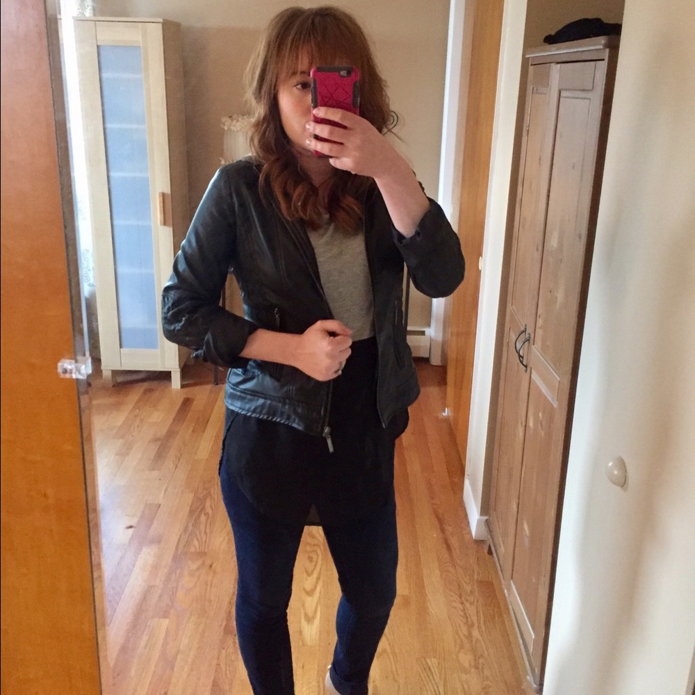 Wilson faux leather jacket with hoodie