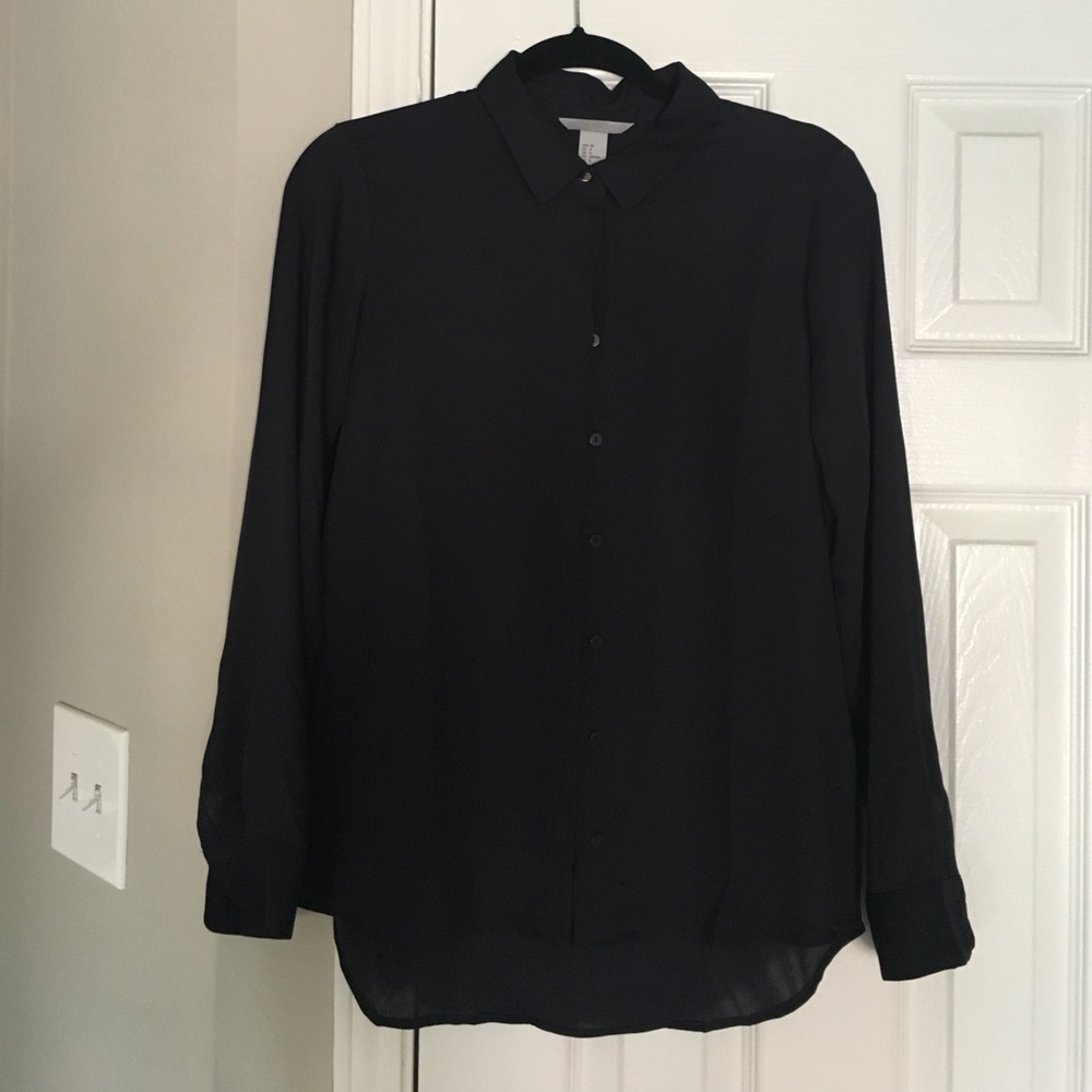 Navy Blue Button Down Blouse