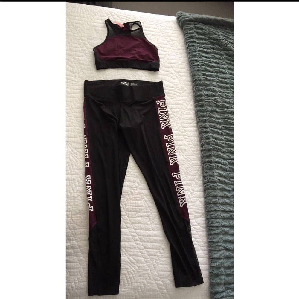Maroon sports bra and tights set!