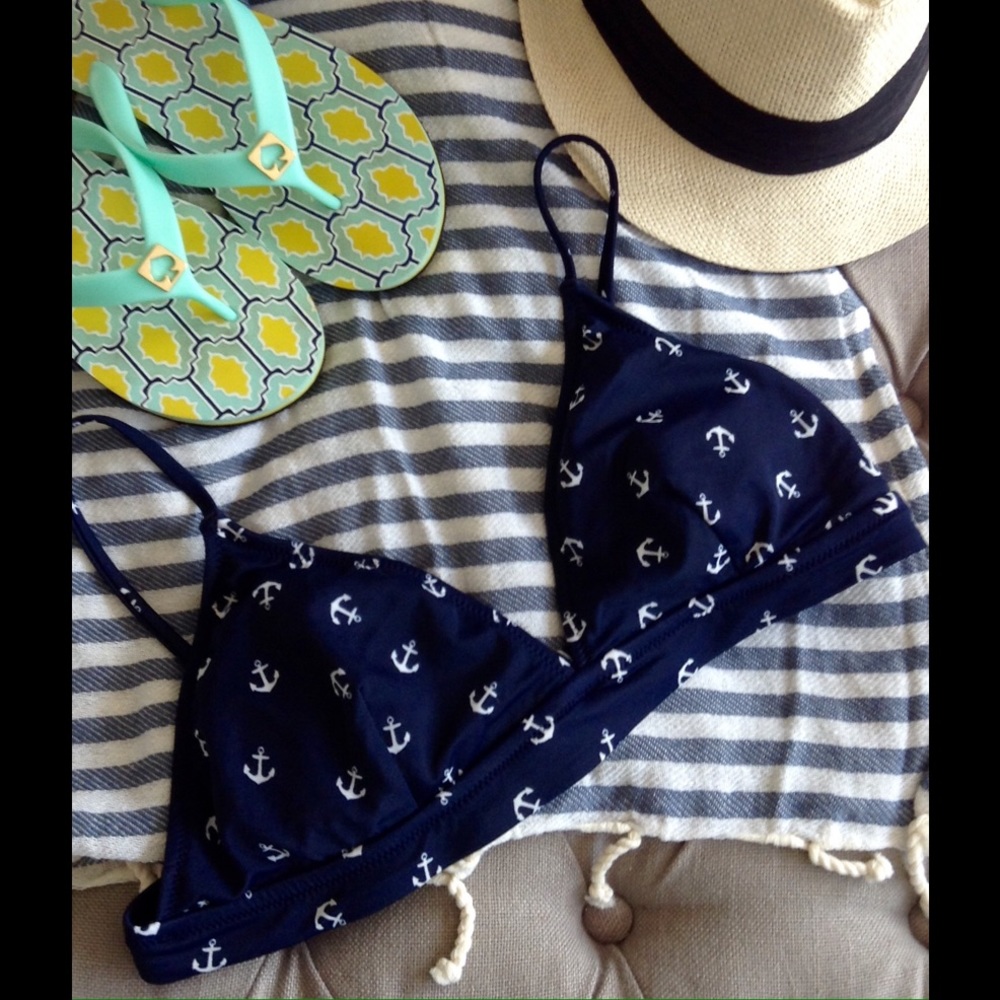 ADORABLE Nautical Anchor Print Bikini Top!