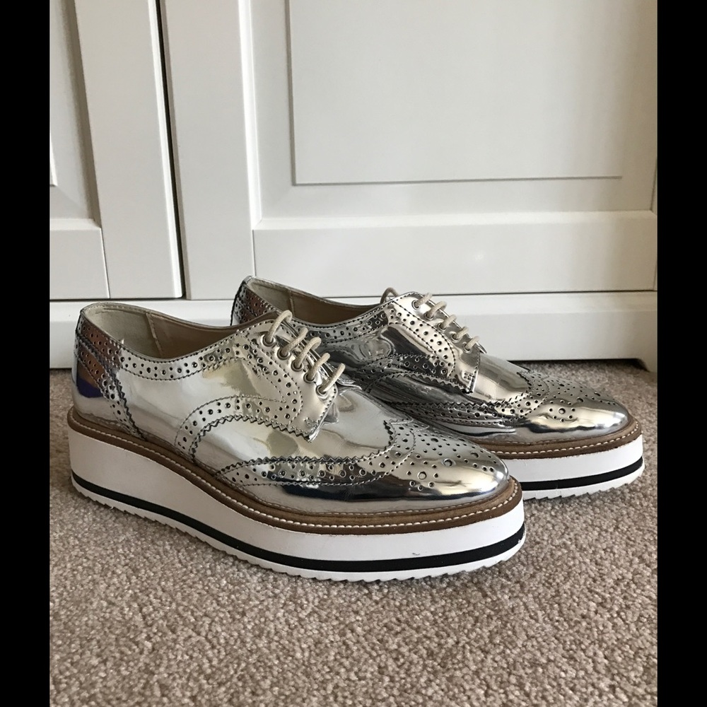Zara silver platform oxfords