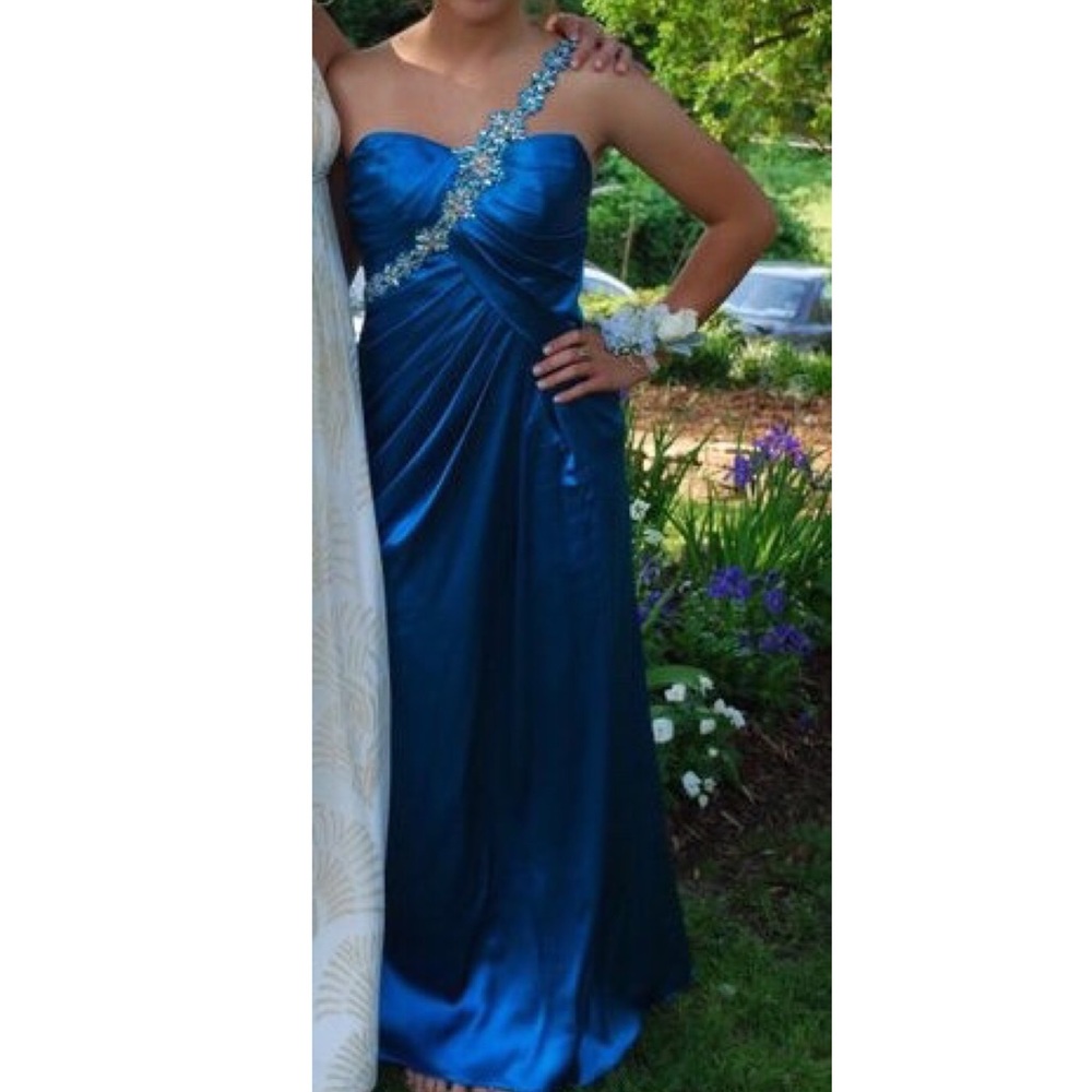 Maggie Sottero Blue Sequin Prom Dress Size 6