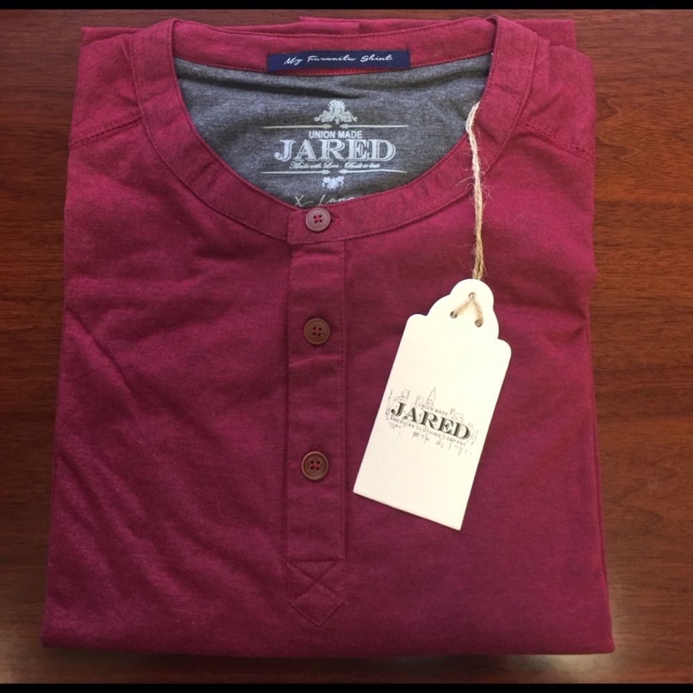 Men's Long Sleeve Henley Jersey - Burgundy