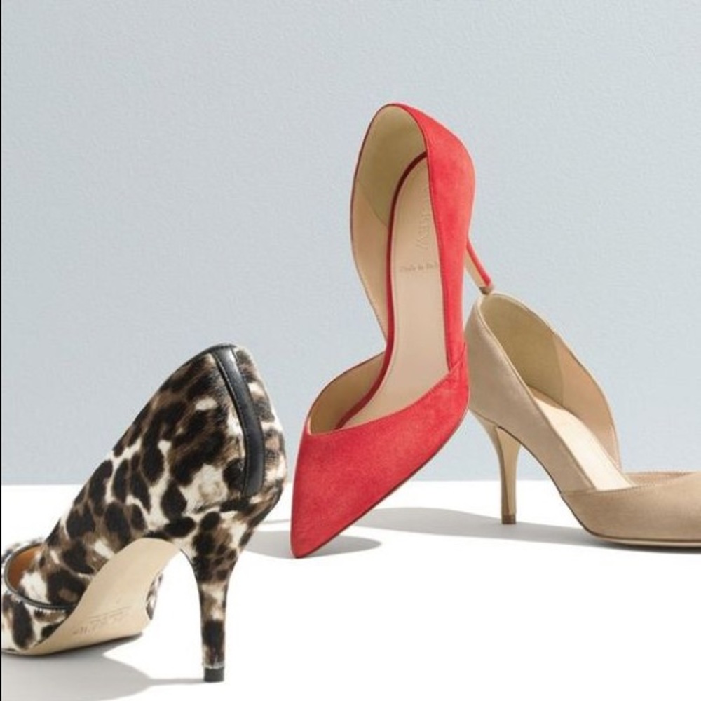 Red suede J. Crew Colette suede d'Orsay pumps