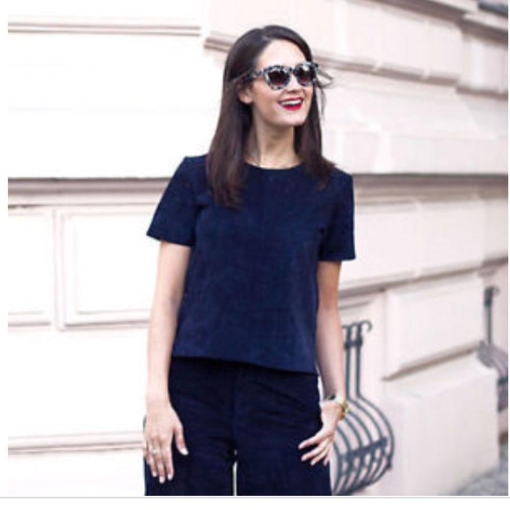 Zara Navy Suede Shirt (Genuine Leather) M
