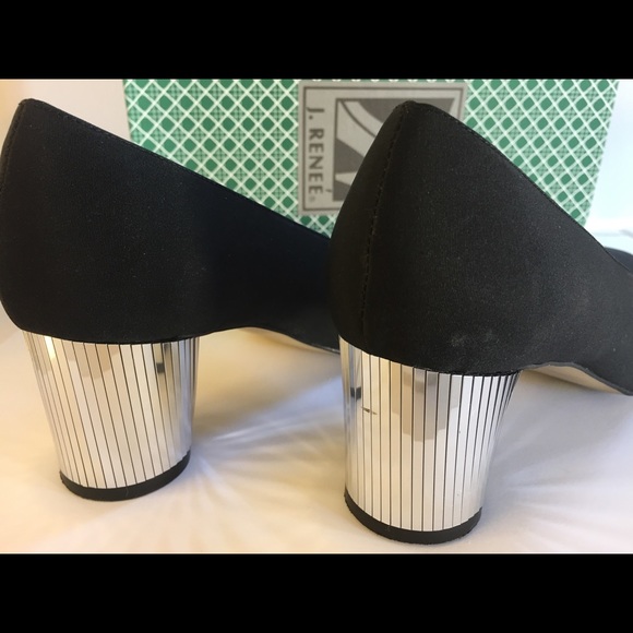 J'Renee Black Pumps/Matching Bags. Mirrored Heels - Picture 2 of 4