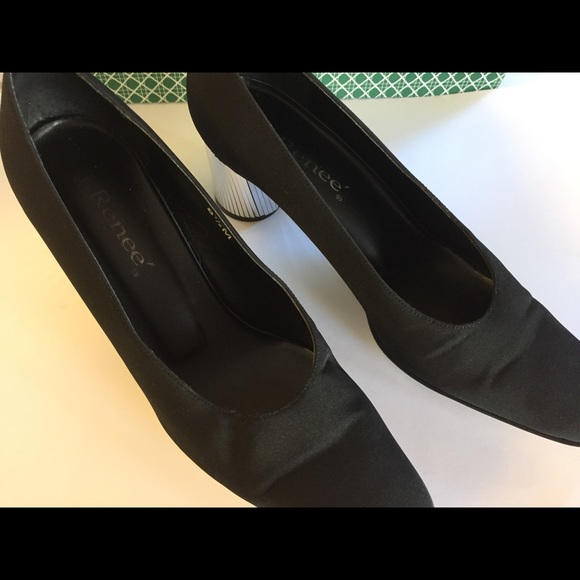 J'Renee Black Pumps/Matching Bags. Mirrored Heels - Picture 4 of 4