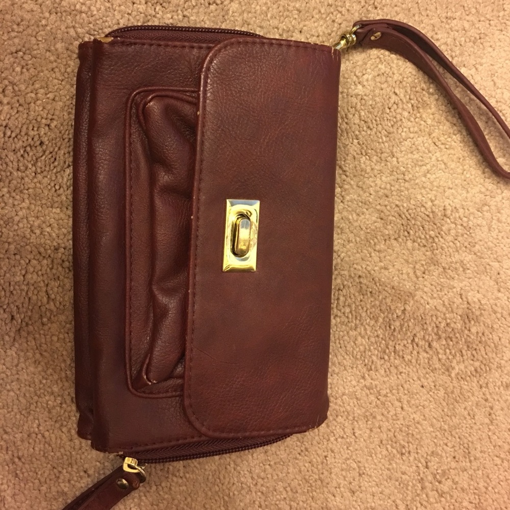 Wine colored wristlet