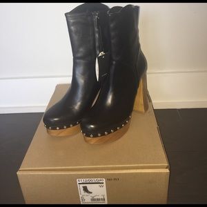 High heel leather ankle boots