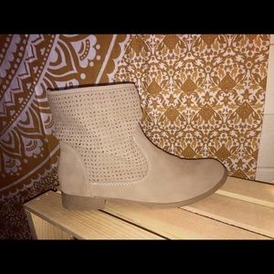 Tan Eyelet Ankle Boots