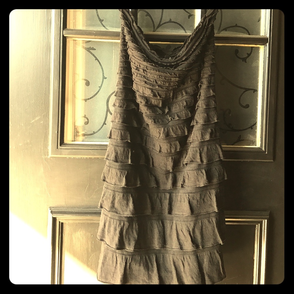 Express Black Strapless Ruffled Dress