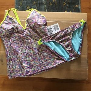 Athleta multi-colored tankini swimsuit