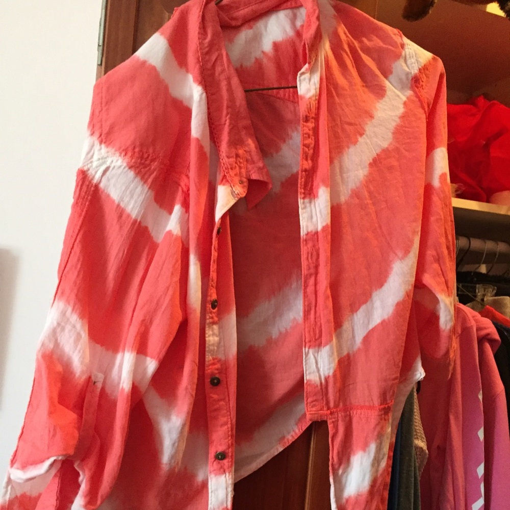 Arizona juniors tie dye crop button up shirt