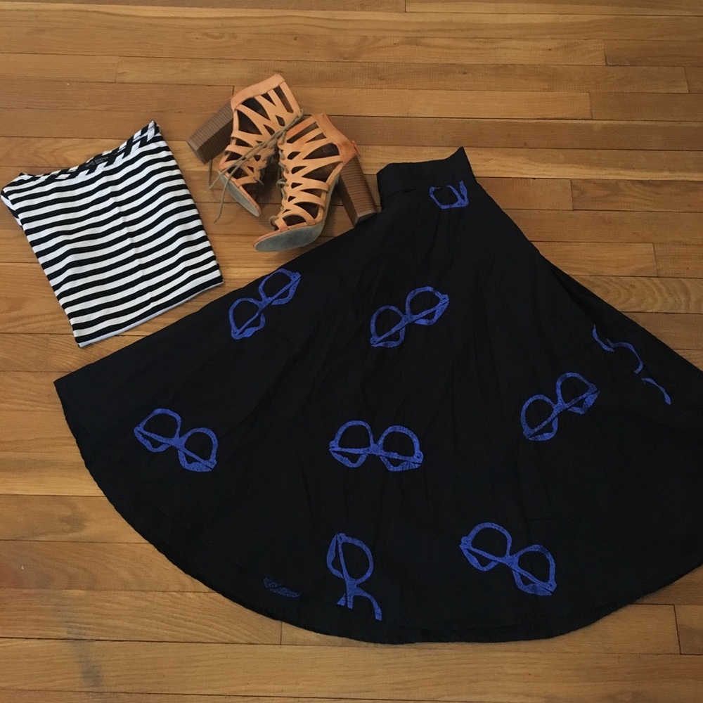Eshakti Circle Skirt with Glasses print