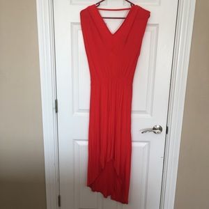 Hi-low orange maxi dress