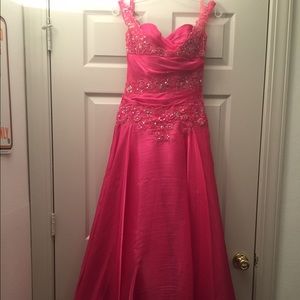 Hot pink evening/prom dress with beading!