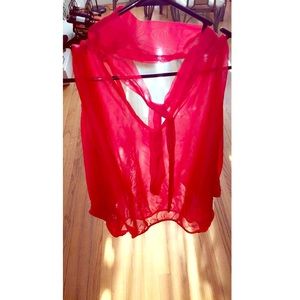 Women's sheer red top
