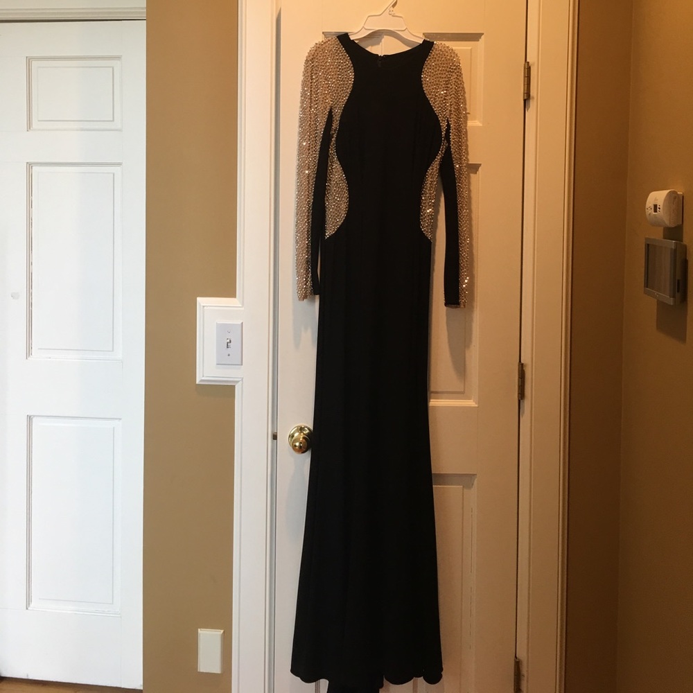 Xscape beaded illusion prom dress