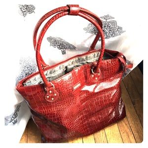 Gently used faux reptile skin satchel