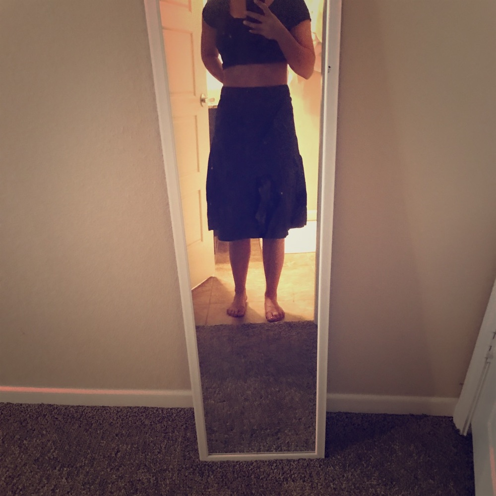 J crew size 2 black long A-line skirt