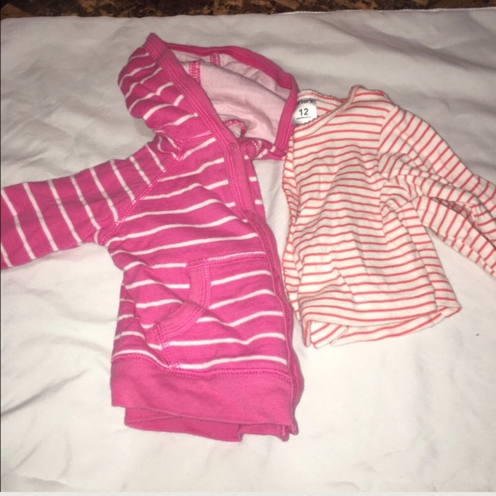 2 Baby girl 1 Hoodie 1 casual sweater 12m