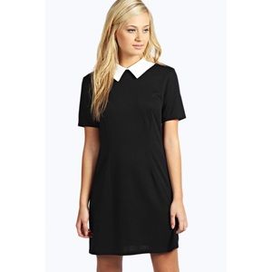 Boohoo White Maid Collar Dress