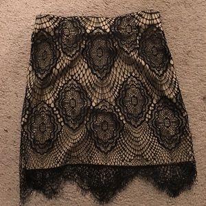 Two piece skirt and long sleeve set eyelash lace