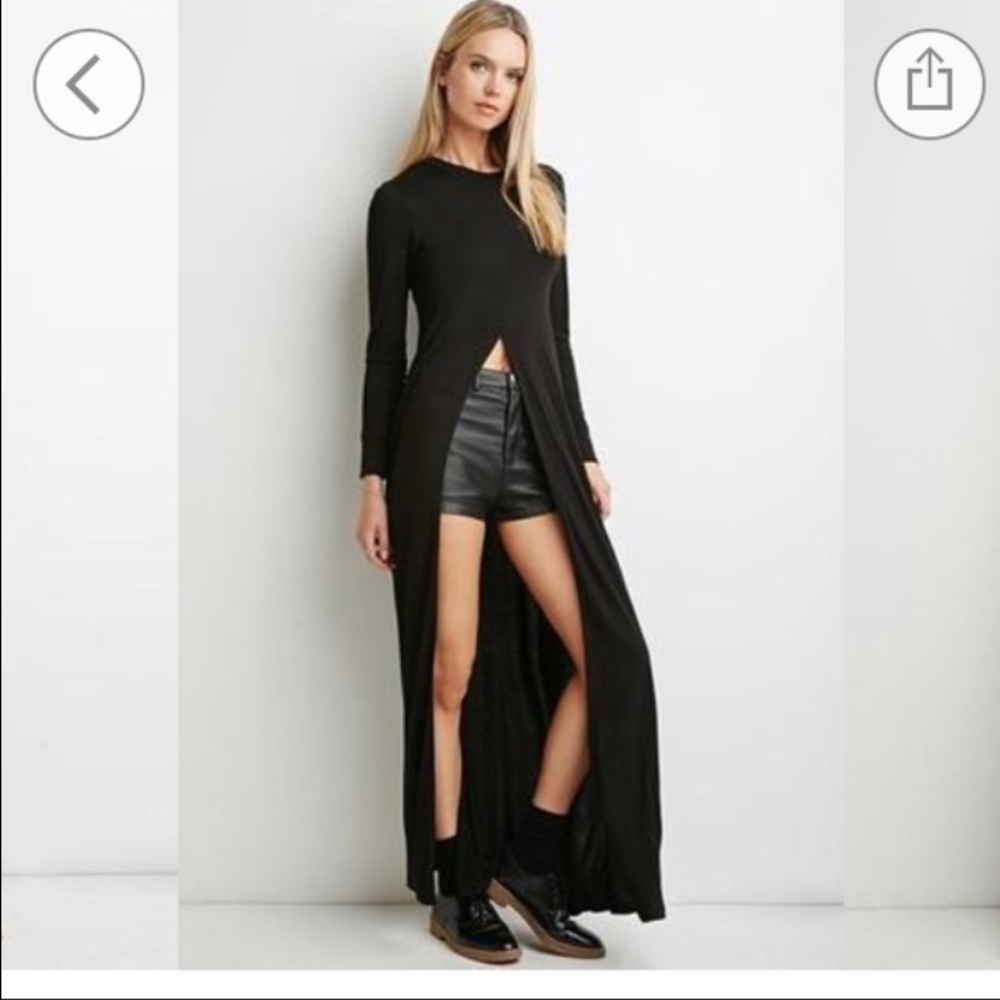 Forever 21 Split Front Black Tunic