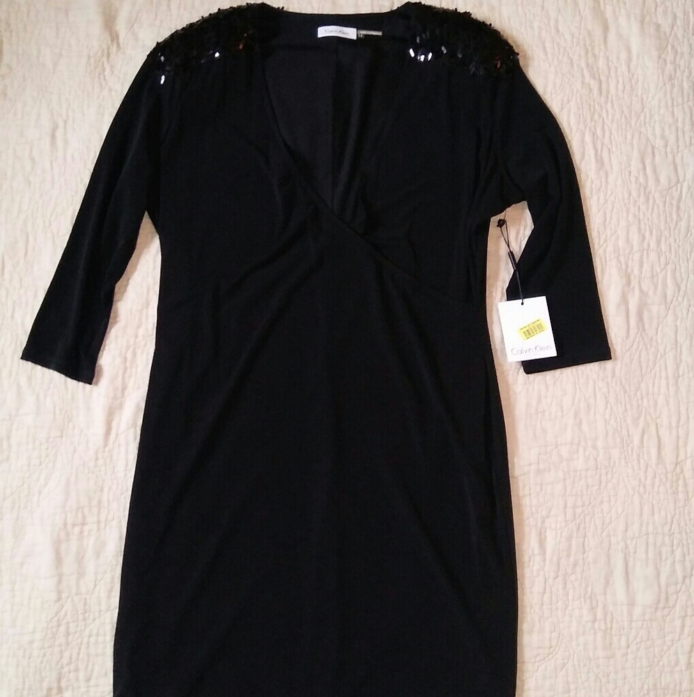 Calvin Klein 3/4 Sleeve Black Dress