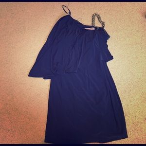 Navy blue off the shoulder mini dress