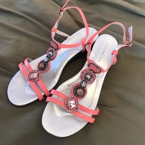 Coral Pink Embellished Bandolino Sandals