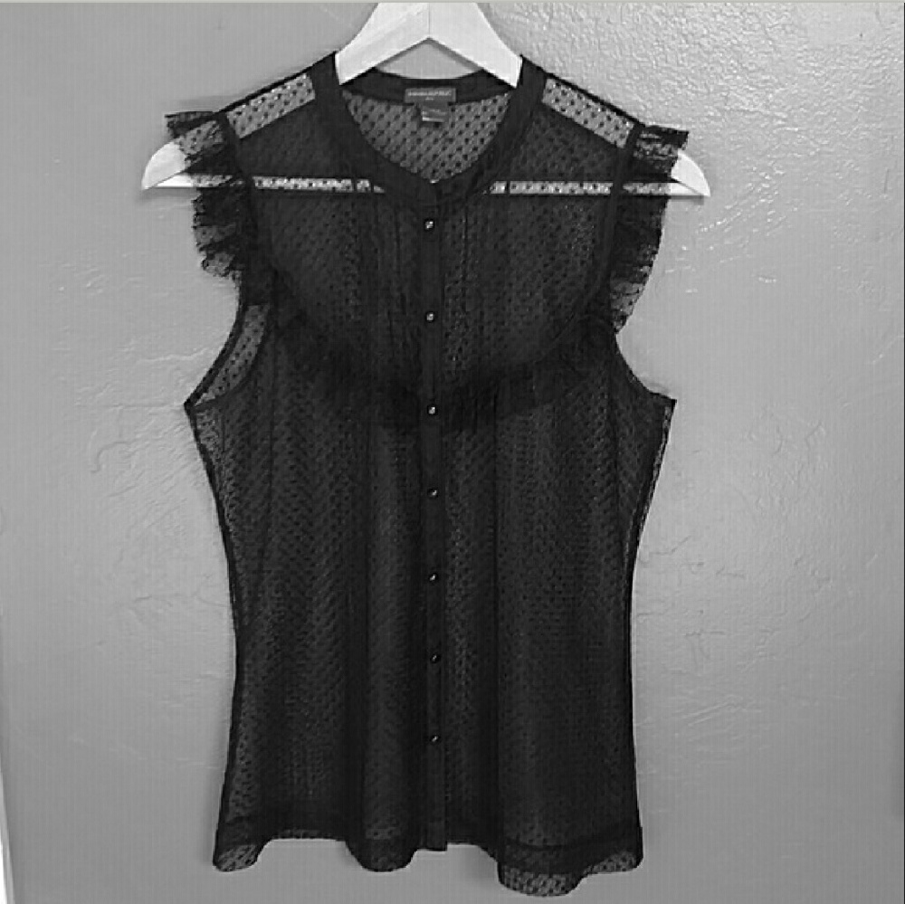 Sheer black banana Republic top. Vintage look.