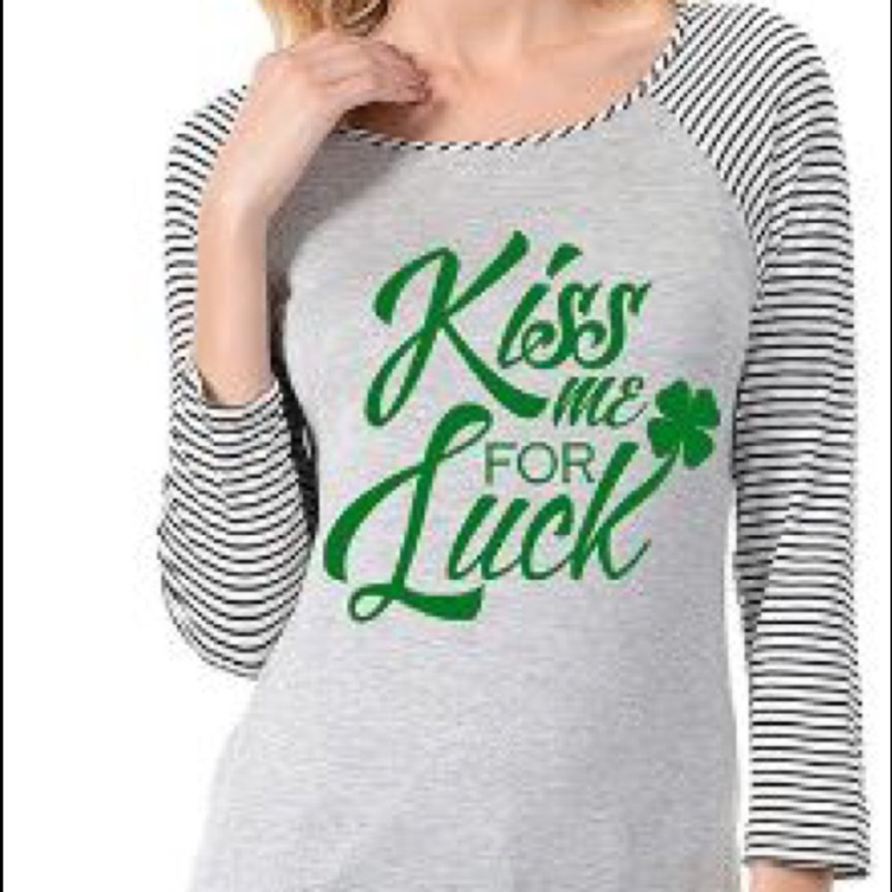 Kiss me for luck baseball tee