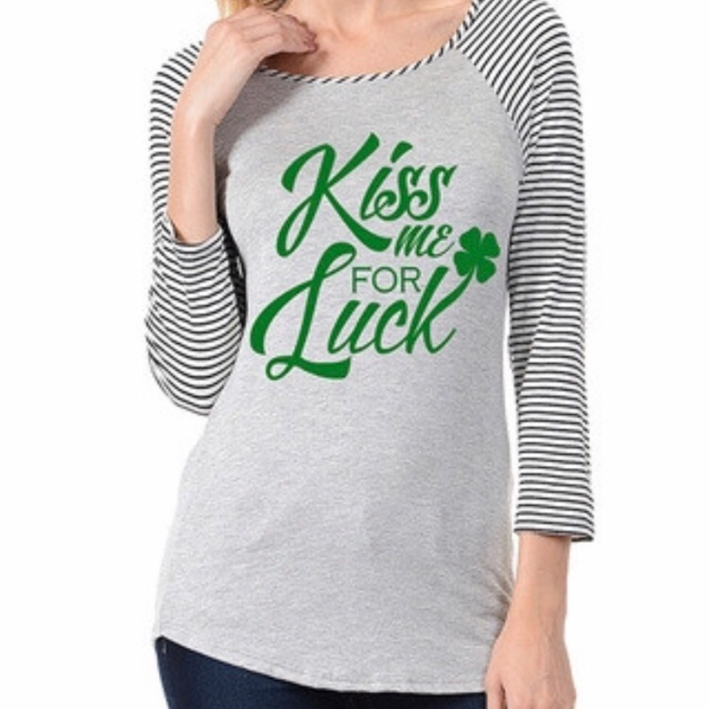Kiss me for luck baseball tee