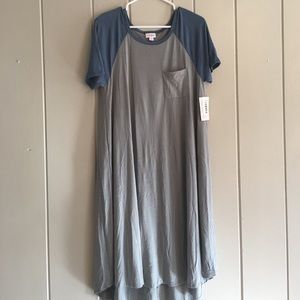 NWT LuLaRoe Carly - S - grey/blue sleeves