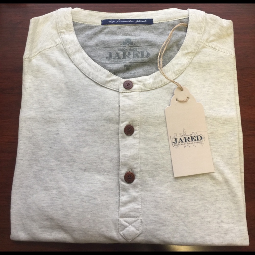 Men's Long Sleeve Henley Jersey - Stone