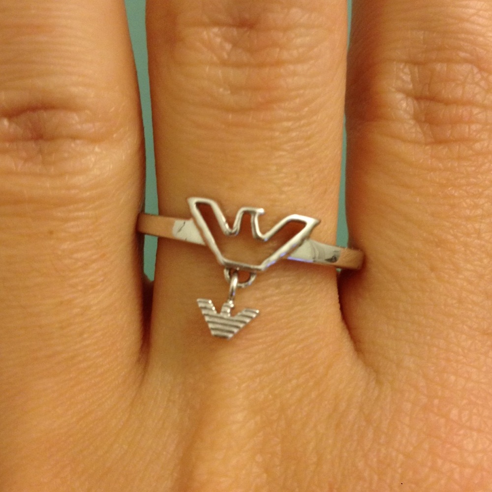 Sterling Silver Armani Logo Ring
