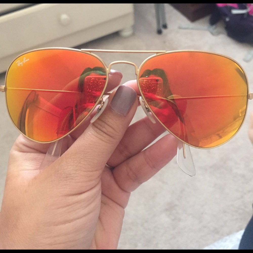 Orange standard size aviators RAYBANS