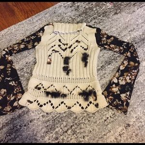 Sweater with sheer flowered print