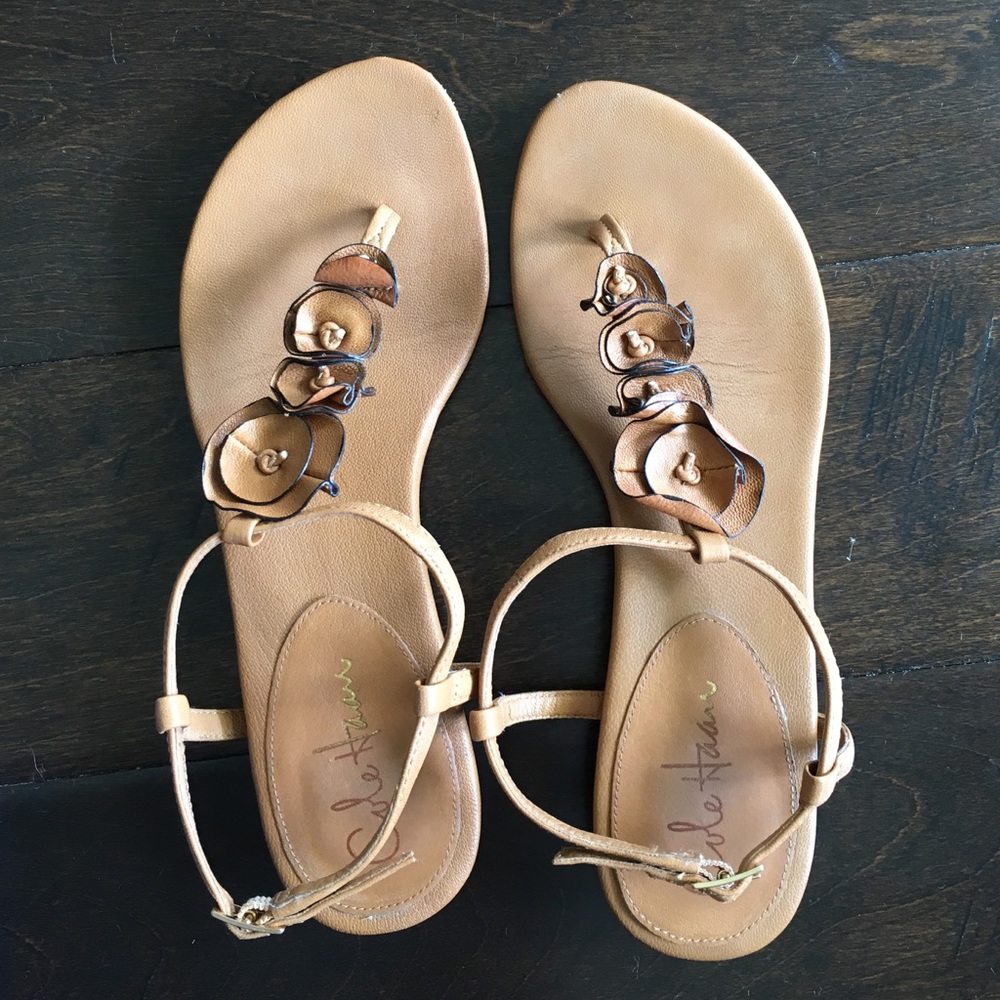 Tan floral sandals