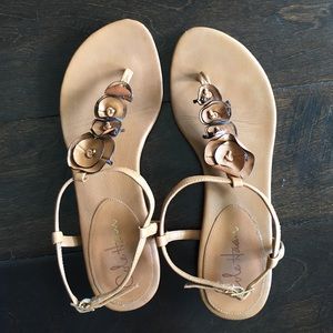 Tan floral sandals