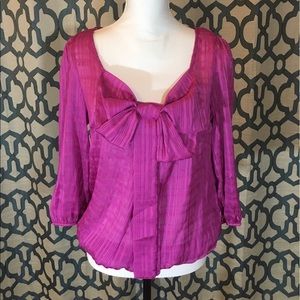 Magenta Bow Blouse - Never Worn