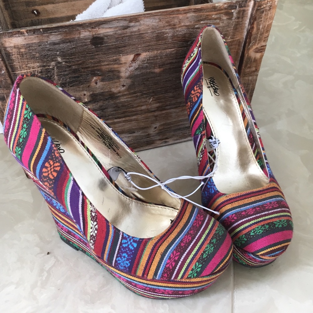 Colorful wedge shoes.